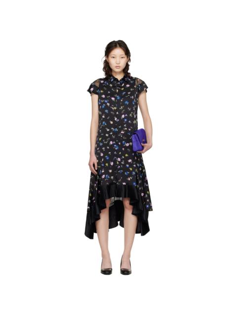 Black Floral Printed Midi Dress