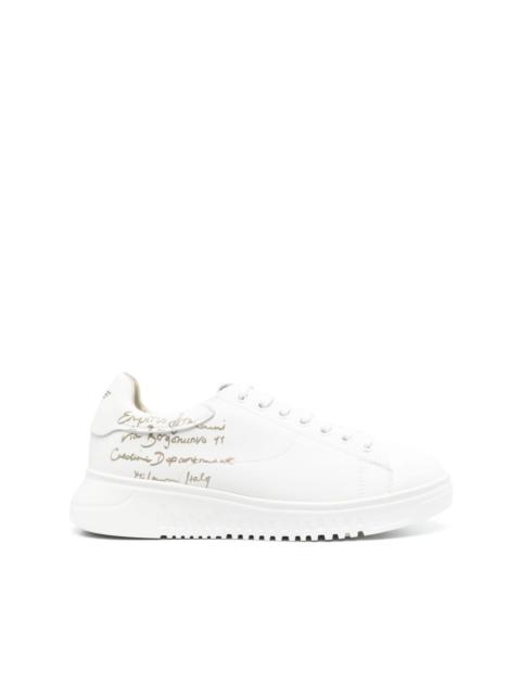 EMPORIO ARMANI calligraphy-print leather sneakers