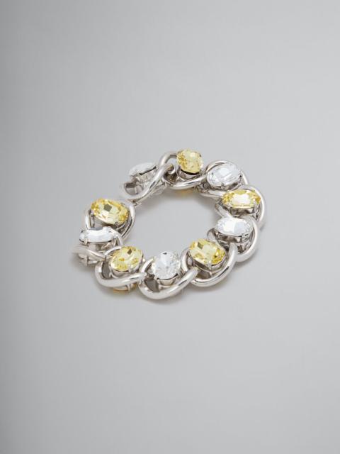 CLEAR AND YELLOW RHINESTONE CHUNKY CHAIN BRACELET