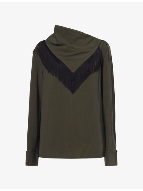CAMILLA AND MARC Una Drape Collar Fringe Woven Shirt