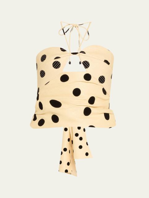 Johanna Ortiz Well Thought Polka Dot Halter Crop Top