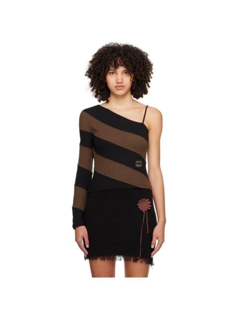 Kijun Brown & Black Oblique Long Sleeve T-Shirt
