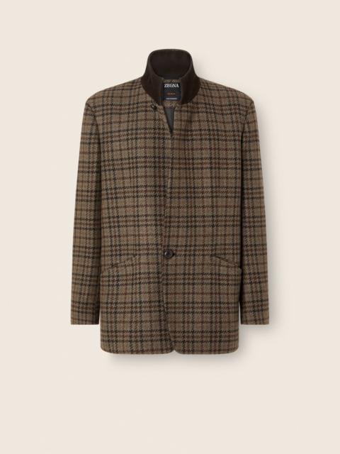 ZEGNA DARK OLIVE GREEN AND BROWN OASI CASHMERE CHORE JACKET