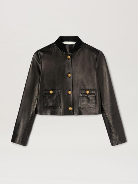 Buttons Leather Jacket