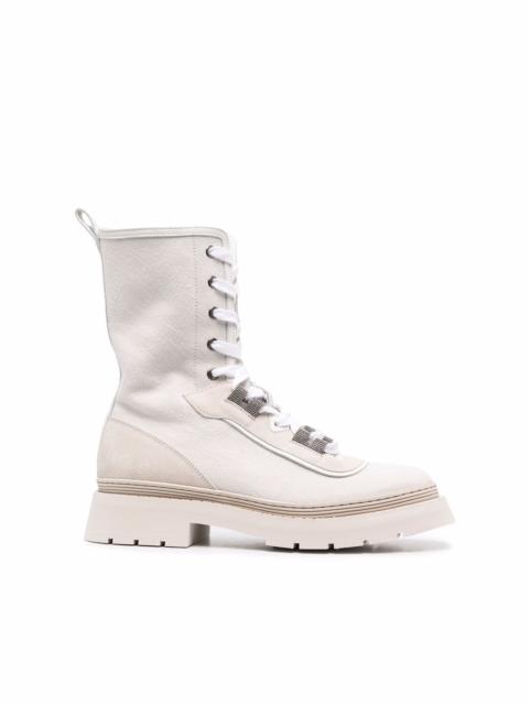 Brunello Cucinelli 레이스 업화물 발목 부츠
