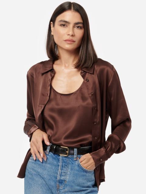 CAMI NYC CROSBY SILK BLOUSE CHOCOLATE