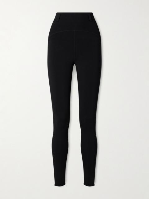 ALAÏA Paneled ribbed-knit and stretch-jersey leggings Black