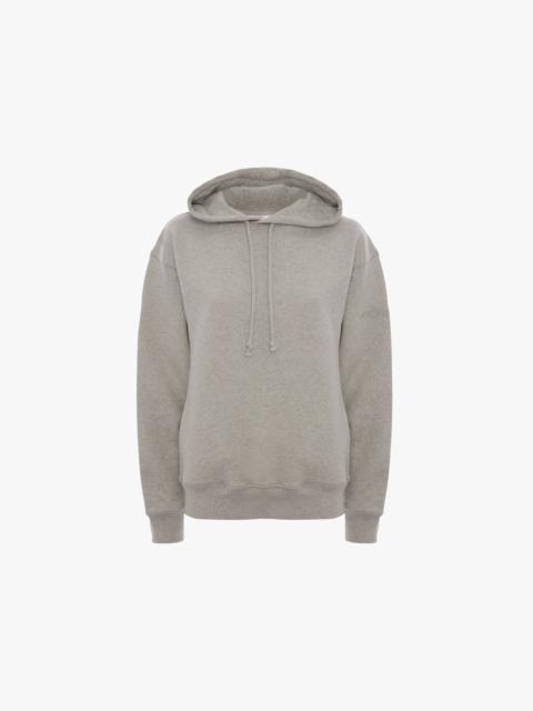 Victoria Beckham Logo Embroidered Hoodie In Grey Marl
