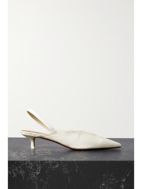 NEOUS Irena Lace-trimmed Crepe De Chine Slingback Pumps