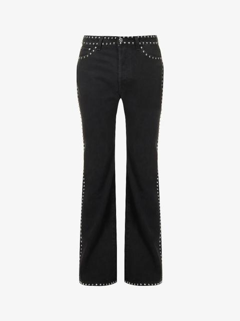Lanvin Brand-patch five-pockets mid-rise flared-leg jeans