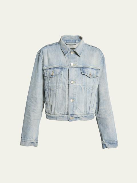 BALENCIAGA Logo Small Fit Denim Jacket