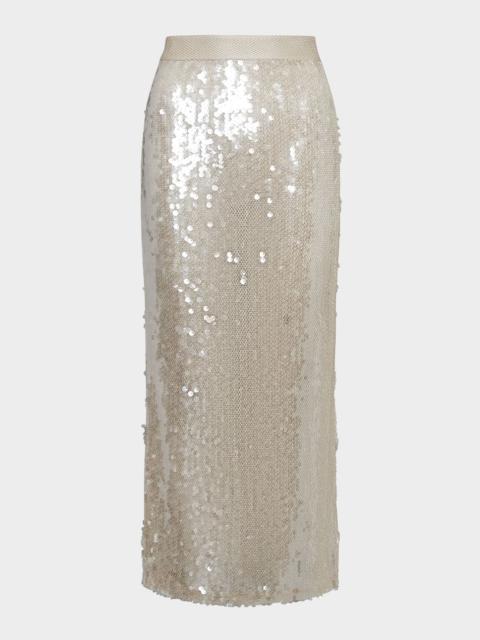 TWP Sylkie Sequined Sheer Midi Skirt