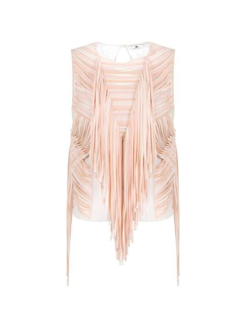 ELISABETTA FRANCHI floral-lace fringed top