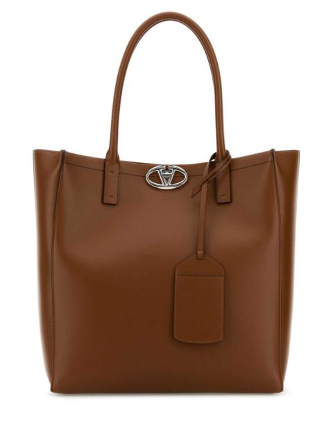 トートバッグ VALENTINO CARAMEL LEATHER MEDIUM ROCKSTUD SHOPPING BAG VALENTINO GARAVANI Rockstud Leather Shopper Tote Bag Medium
