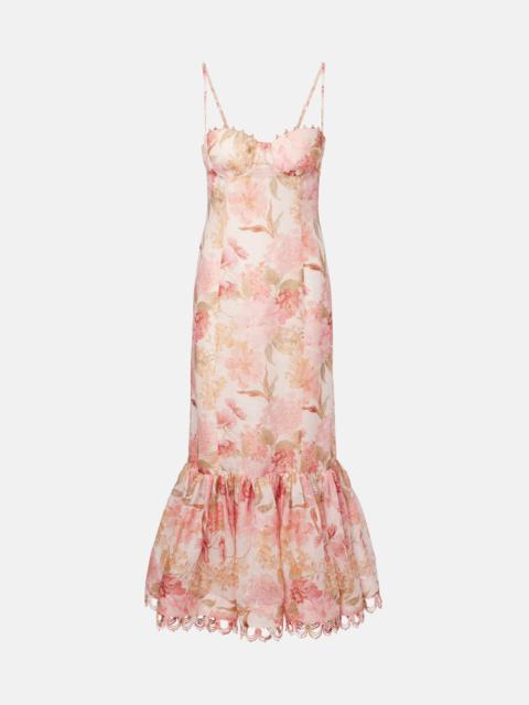 Zimmermann Como floral linen and silk midi dress
