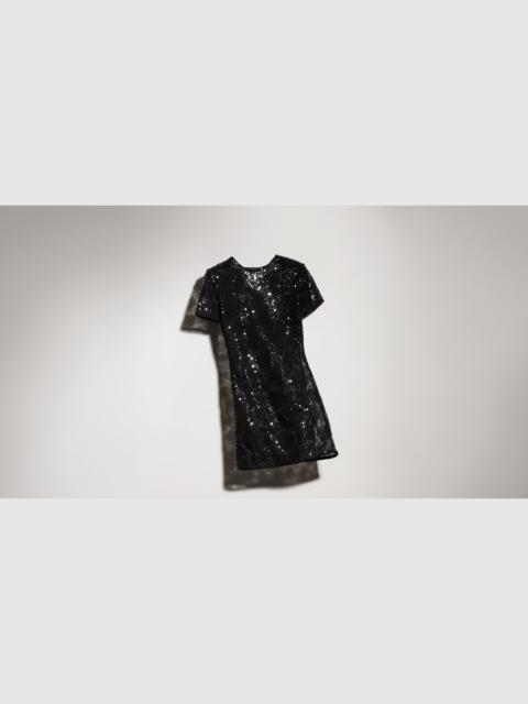 GUCCI Embroidered tulle dress with sequins