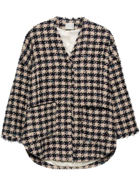 forte_forte check-pattern tweed coat