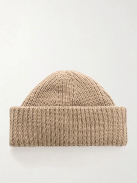 Yves Salomon Ribbed wool and cashmere-blend beanie Sand
