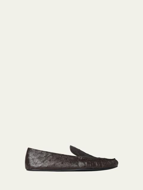 The Row Leo Ostrich Leather Slippers