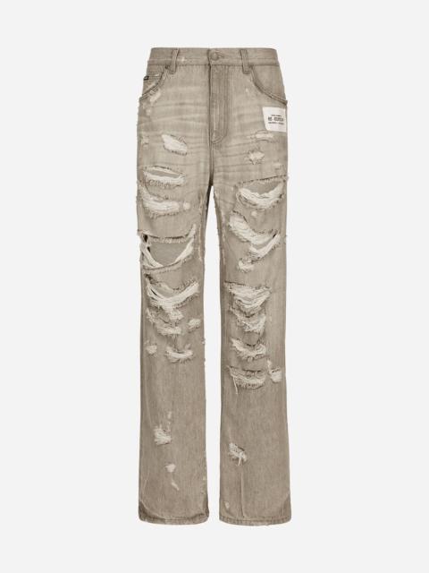 Dolce & Gabbana Washed oversize jeans with rips and abrasions