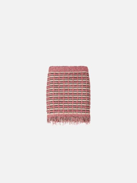 PINKO MINI SKIRT IN BASKETWEAVE AND FRAYED KNIT