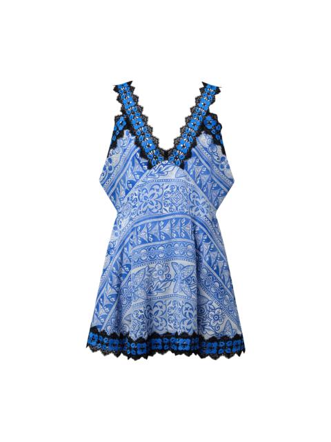 Louis Vuitton Lace Trim Monogram Tile Dress