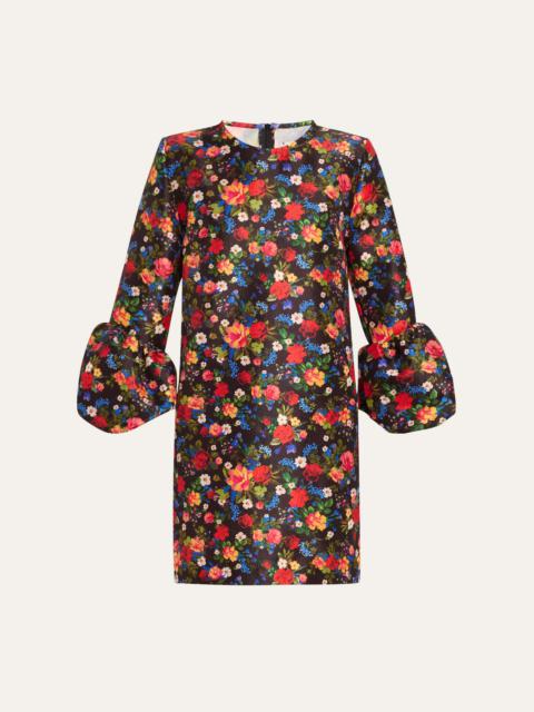 KIKA VARGAS Florence Floral Long-Sleeve Short Dress