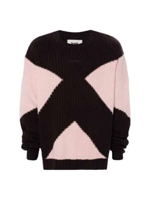 geometric-pattern knitted jumper