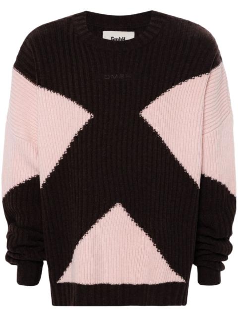 geometric-pattern knitted jumper