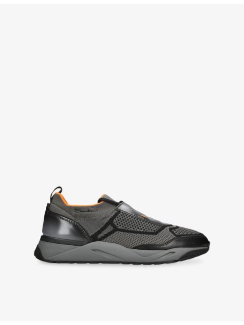 Santoni Innova Leather and Knitted Trainers