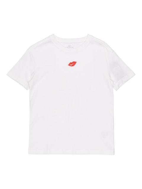 Nike (WMNS) Nike Casual Sports Round Neck Flaming Lips Short Sleeve White T-Shirt DB9819-100