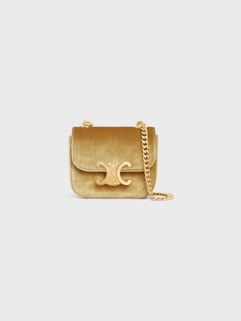 CELINE MINI CHAIN CLAUDE in VELVET WITH TRIOMPHE ALL-OVER