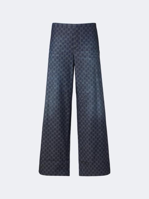 GUCCI GG cotton chambray jacquard wide-leg pants
