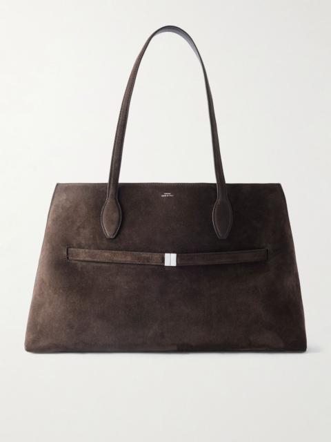 TOTEME Lounge large leather-trimmed suede tote Chocolate