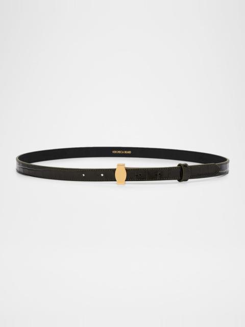 VERONICA BEARD Dash Croc-Embossed Leather Belt