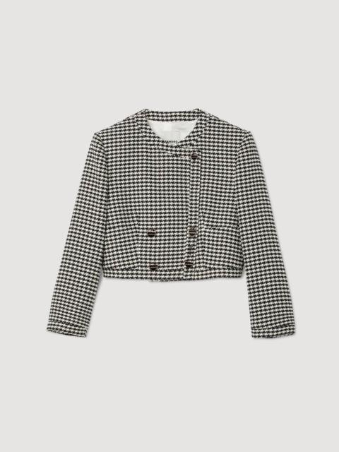 Sandro CROPPED HOUNDSTOOTH JACKET