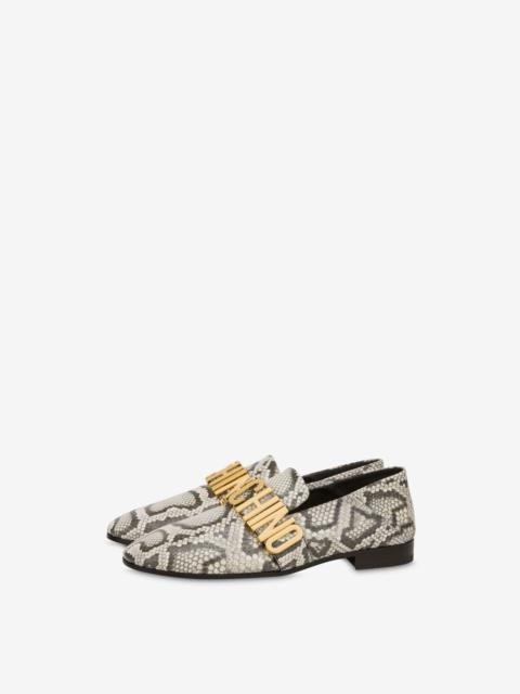 Moschino MAXI LETTERING PYTHON-PRINT LOAFERS