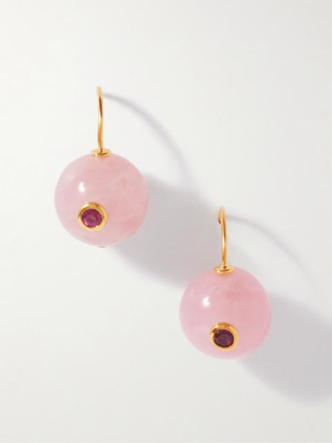 LIZZIE FORTUNATO Comet Gold-plated, Rose Quartz And Rhodolite Earrings