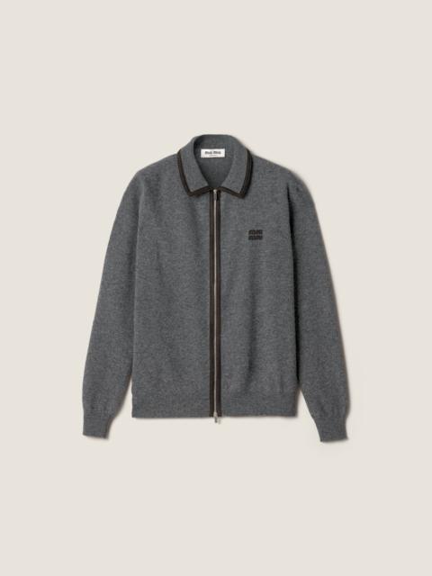 Miu Miu Wool and cashmere cardigan with suede details