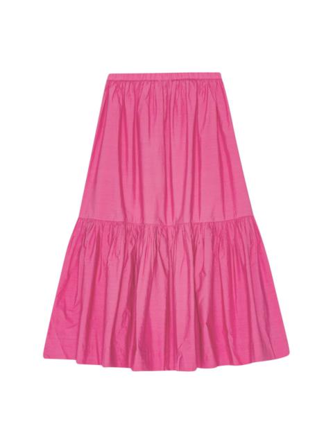 GANNI ruffled organic-cotton midi skirt