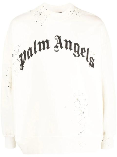 Palm Angels logo-print distressed-finish sweatshirt