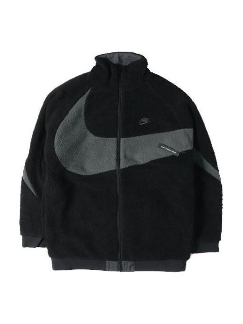 Nike Nike Zipper Stand Collar polar fleece Large Logo Reversible Casual Jacket Black AJ2701-011