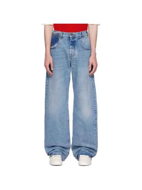 Blue Contrasted Pocket Jeans