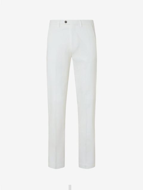 CORNELIANI White stretch gabardine chinos