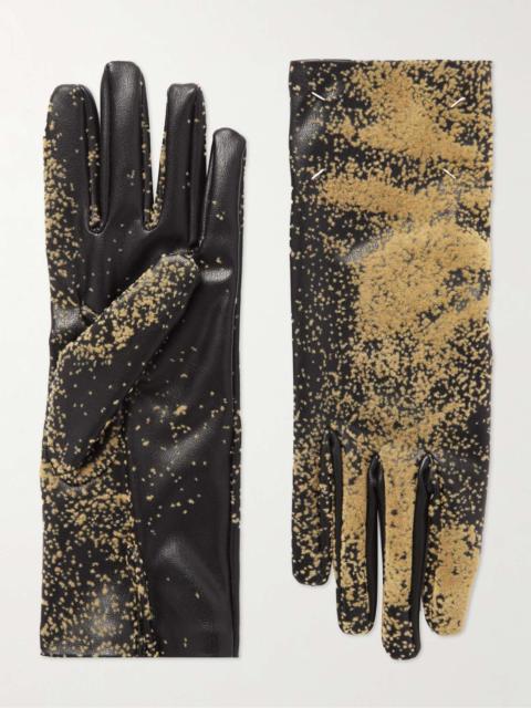 Maison Margiela Flocked Faux Leather Gloves