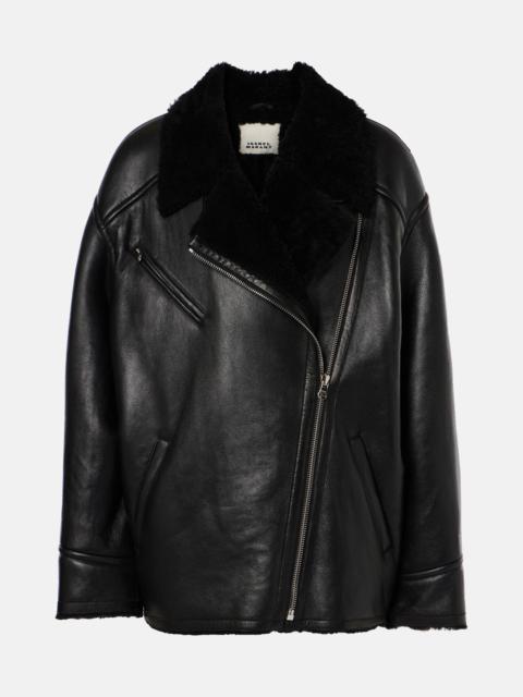 Adelina shearling-lined leather coat