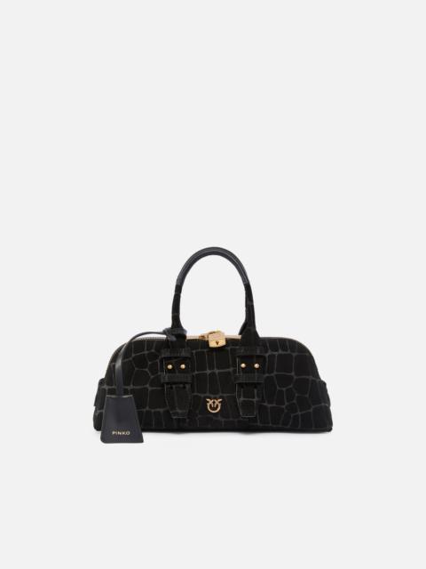 PINKO ESCAPE BAG HORIZONTAL SMALL HANDBAG IN CROCODILE-PRINT LEATHER