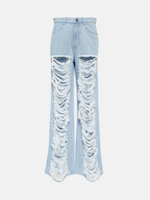 Dion Lee Distressed low-rise wide-leg jeans