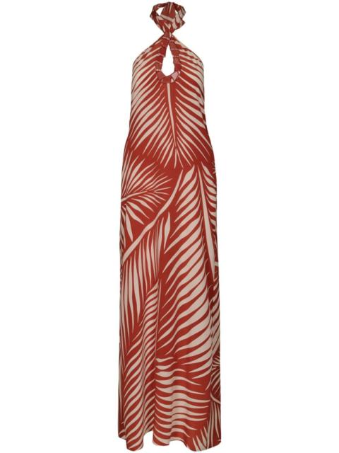 Printed silk crepe long dress