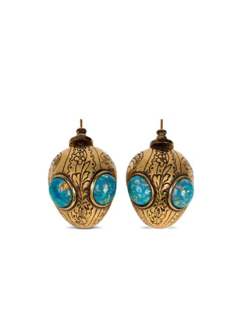 Etro floral-etched opal earrings